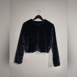 Cropped Super Soft Black Fur Jacket
